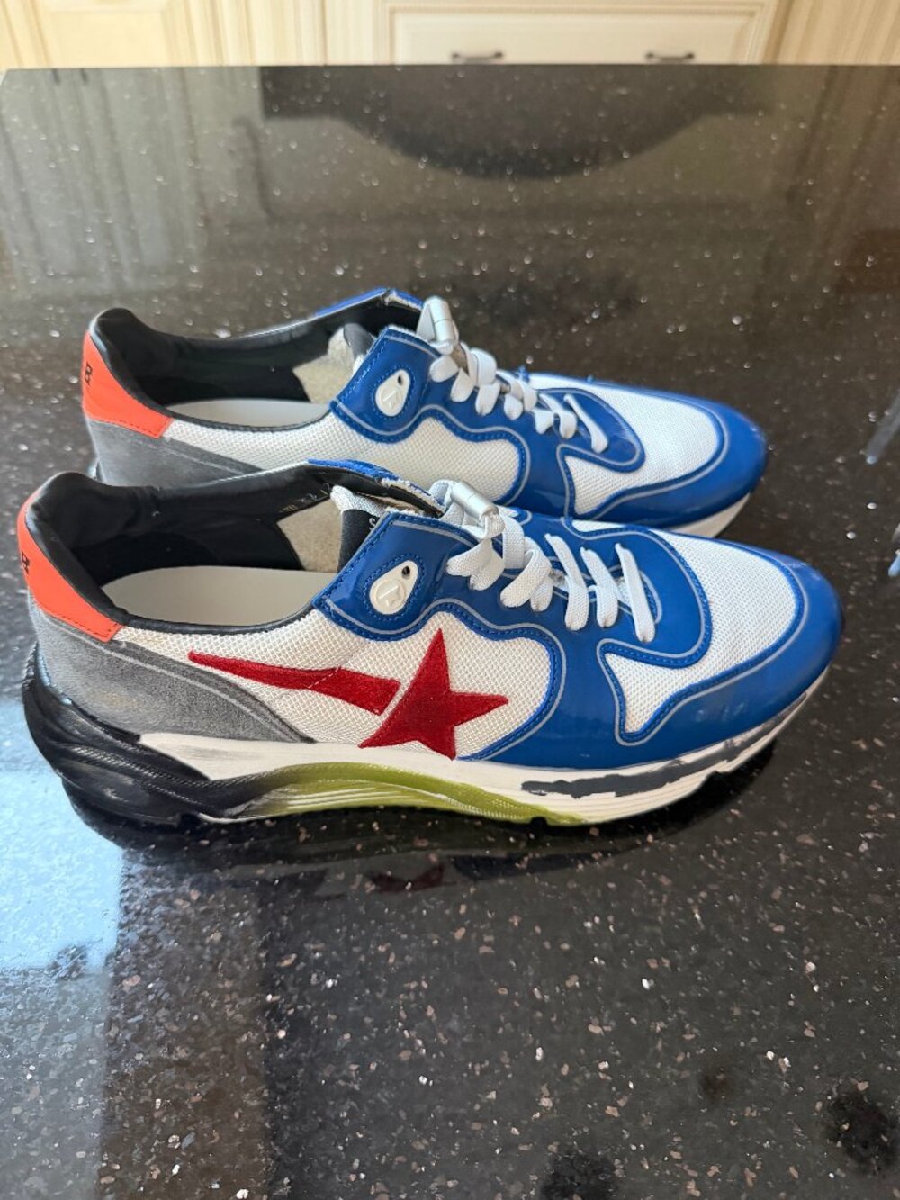 Golden Goose Men’s Running Sole White/Blue/Red Sneakers - Size 43 (10 US)